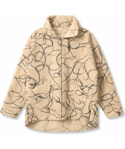Alternative view of Manteau beige à motifs abstraits noirs